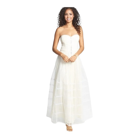 NWT Betsey Johnson Lined Zip Front Ruched Sequin Wedding Formal Prom Dress Sz 14 - Picture 4 of 16